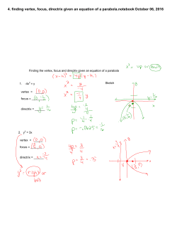 4. finding vertex, focus, directrix given an equation of a parabola