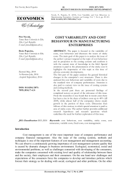 cost variability and cost behaviour in manufacturing enterprises