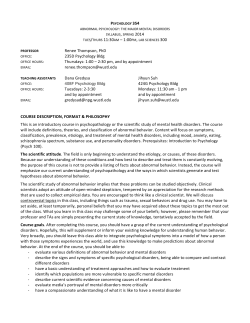(Final) Syllabus Psych 354-Abnormal Psychology Spring 2014