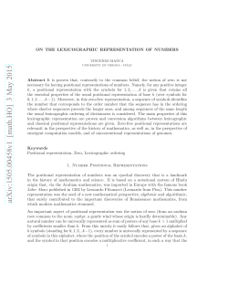 On the lexicographic representation of numbers