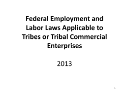 Federal Employment and Labor Laws Applicable to Tribes or Tribal