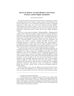 Juvenile Offenders, State Parole Practices, and the Eighth Amendment