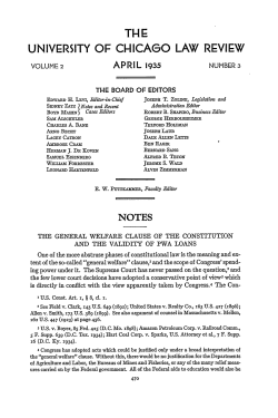 The General Welfare Clause of the Constitution and the Validity of