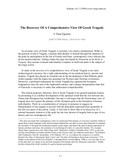 The Recovery Of A Comprehensive View Of Greek Tragedy