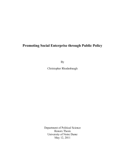 Promoting Social Enterprise through Public Policy