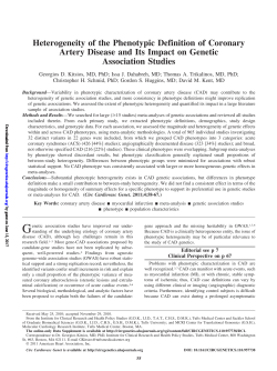Heterogeneity of the Phenotypic Definition of Coronary