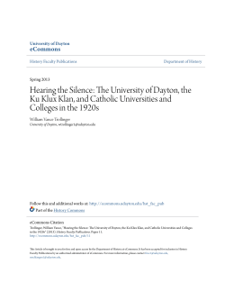 Hearing the Silence: The University of Dayton, the Ku Klux Klan, and