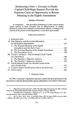Sentencing Coker v. Georgia to Death: Capital Child Rape Statutes