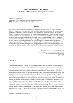 From Camp Dwellers to Urban Refugees? Urbanization and
