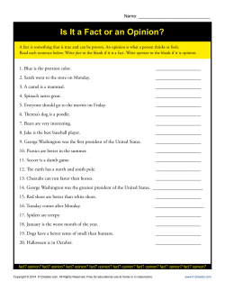 Is It a Fact or an Opinion?