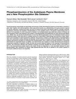 Phosphoproteomics of the Arabidopsis Plasma Membrane and a
