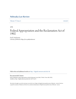 Federal Appropriation and the Reclamation Act of 1902