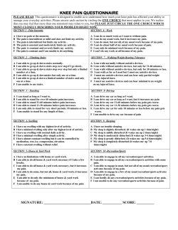 knee pain questionnaire