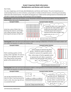 Grade 5 Important Math Information Multiplication and Division with