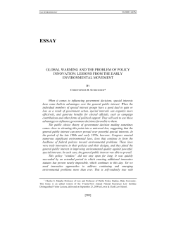 Lessons From the Early Environmental Movement