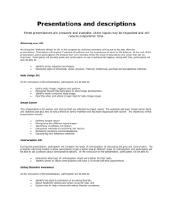 Presentations and descriptions