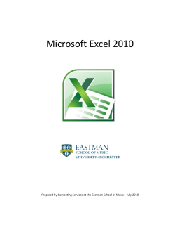 Microsoft Excel 2010 - Eastman School of Music