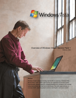 Overview of Windows Vista&reg; Service Pack 1