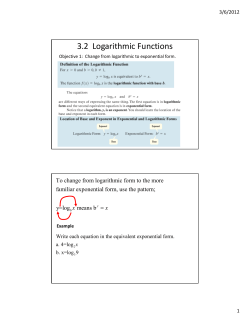 3.2 Logarithmic Functions