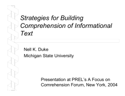 Strategies for Building Comprehension of Informational Text