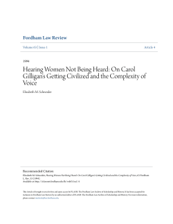 Hearing Women Not Being Heard: On Carol Gilligan`s Getting