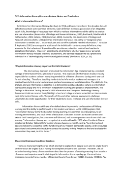 QEP- Information literacy Literature Review, Notes, and Conclusions
