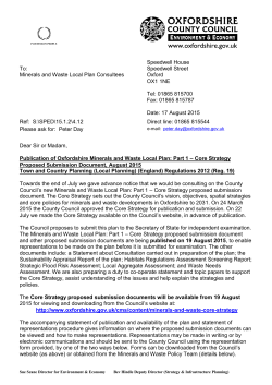 Speedwell House To: Minerals and Waste Local Plan Consultees