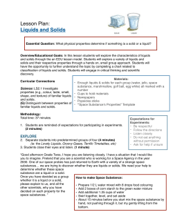 Liquids and Solids - Grade Two Lesson Plan