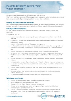 Having difficulty paying your water charges? brochure