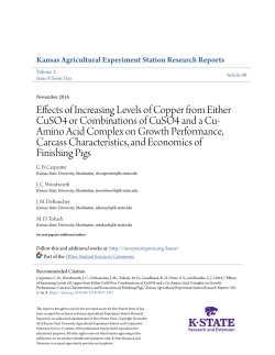 Effects of Increasing Levels of Copper from Either CuSO4 or