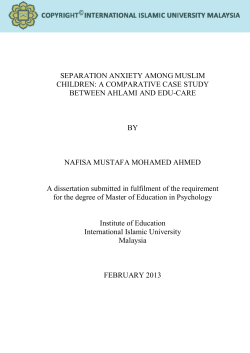 separation anxiety among muslim children: a comparative