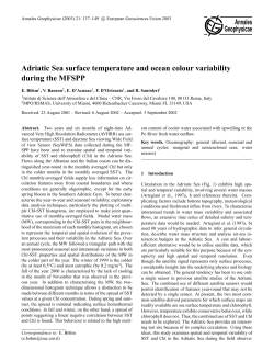 Annales Geophysicae Adriatic Sea surface temperature and ocean