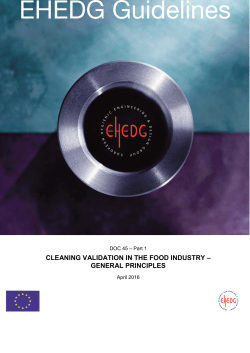 CLEANING VALIDATION IN THE FOOD INDUSTRY &ndash; GENERAL