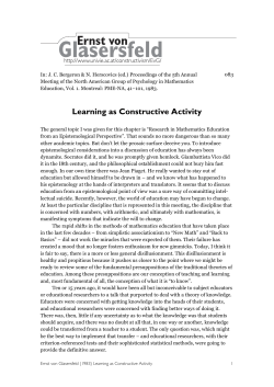 Learning as Constructive Activity