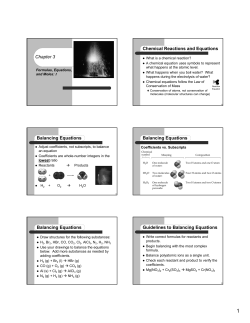 Chapter 3 Chemical Reactions and Equations Balancing