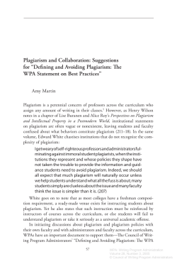 Plagiarism and Collaboration - Council of Writing Program