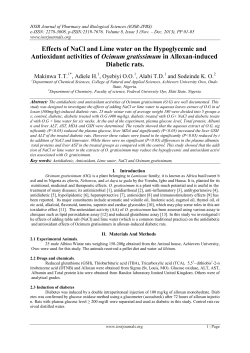 Effects of NaCl and Lime water on the Hypoglycemic and