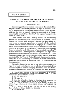 Right to Counsel: The Impact of Gideon v. Wainwright in the Fifty