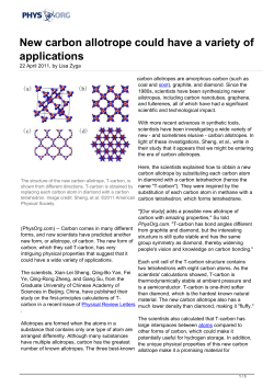 New carbon allotrope could have a variety of applications