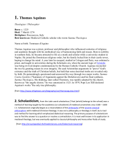 Background on Thomas Aquinas and Scholasticism