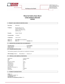 Material Safety Data Sheet 6.0m Sodium Chloride 40460