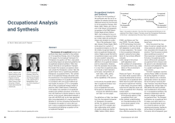 Occupational Analysis and Synthesis
