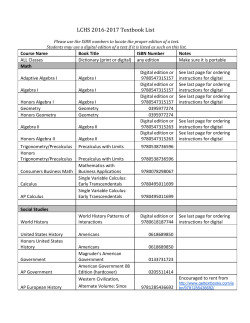 2016-17 Textbook List - Lansing Catholic High School