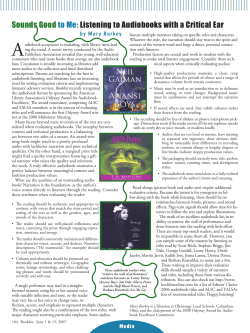 Sounds Good to Me: Listening to Audiobooks with a Critical