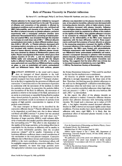 Role of Plasma Viscosity in Platelet Adhesion