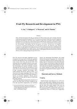 Fruit Fly Research and Development in PNG