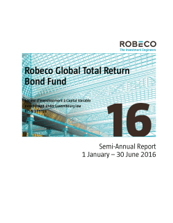 2016 Semi Annual Report Robeco Global Total Return Bond Fund