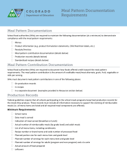 Meal Pattern Documentation Requirements