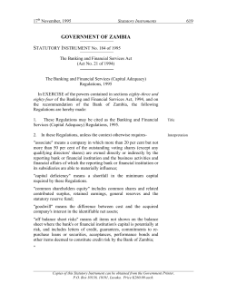 Statutory Instrument 184 of 1995 Capital Adequecy