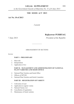 The Seeds Act 2013 - National Assembly